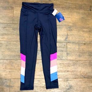 GapFit Navy Sport Leggings w/ Stripe- M (8-9)